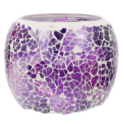 Generic European Style Purple Mosaic Glass Candleholder, Decorative Table Candlestick for Romantic Dinner, Home and Bar Dining Centerpiece