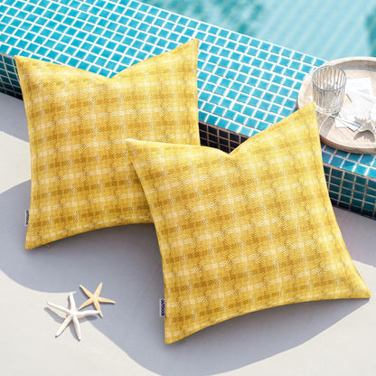 MIULEE Outdoor Waterproof Throw Pillow Covers - Decorative Farmhouse Cushion Cases, 18x18 Inch Yellow | Pack of 2