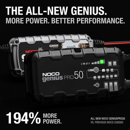 NOCO GENIUSPRO50: 50A 6V/12V/24V Professional Smart Battery Charger – Maintainer, Desulfator & Power Supply with Overcharge Protection & Thermal Compensation – for Lead-Acid & Lithium Batteries