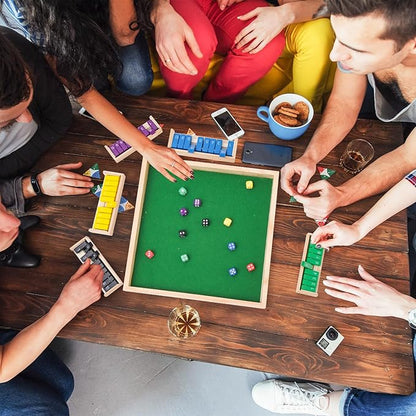 Upgraded 1-6 Players Shut The Box Dice Game with 12 Dice Wooden Classic Board Games Traditional Table Math Game Tabletop Math Dice Game for Pub Bar Home Classroom Party