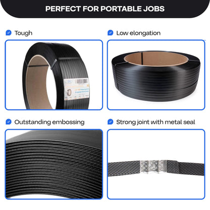 IDL Packaging 1/2" x 7200' Hand Grade Polypropylene (PP) Strapping Roll of 16" x 6" Core Size, 600 lbs Break Strength - Elastic and Flexible Packing Straps (Pack of 1)