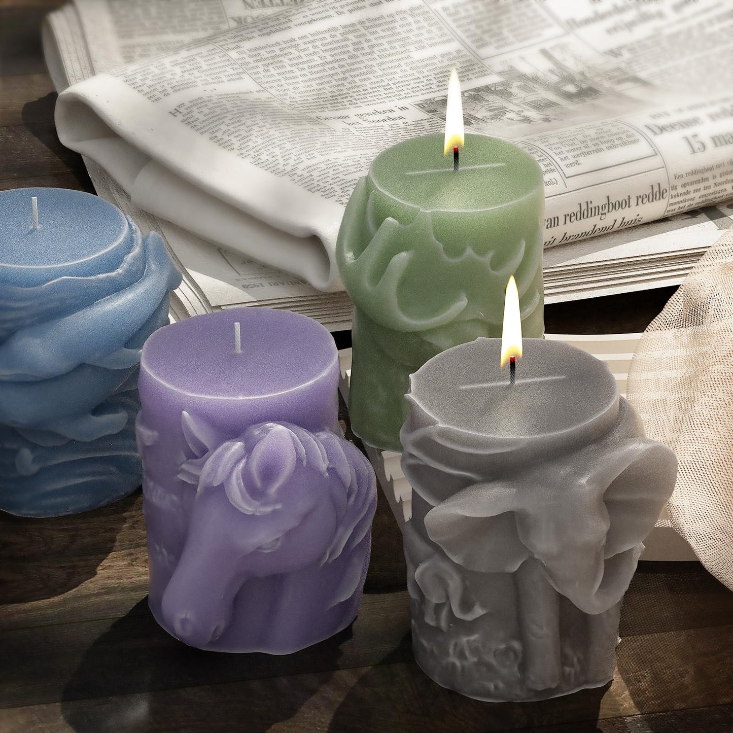 Wolf Cylinder Animal Resin Casting Silicone Mold for Home Decor & Candle Making Wave Spiral Mold