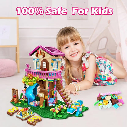 HOGOKIDS Tree House Building Set with LED Light - 622pcs Treehouse Building Blocks Toys Forest Up House Toys with Slide Birthday Easter Gifts for Kids Girls Boys Age 8 9 10 11 12+
