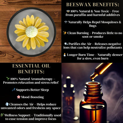 Yellow Daisy Scented Candle – Lavender Aromatherapy | Hand-Poured in USA | All Natural for Women & Men | Organic Soy & Beeswax Blend | 100% Beeswax Wick | Gift-Ready Candle for Relaxation