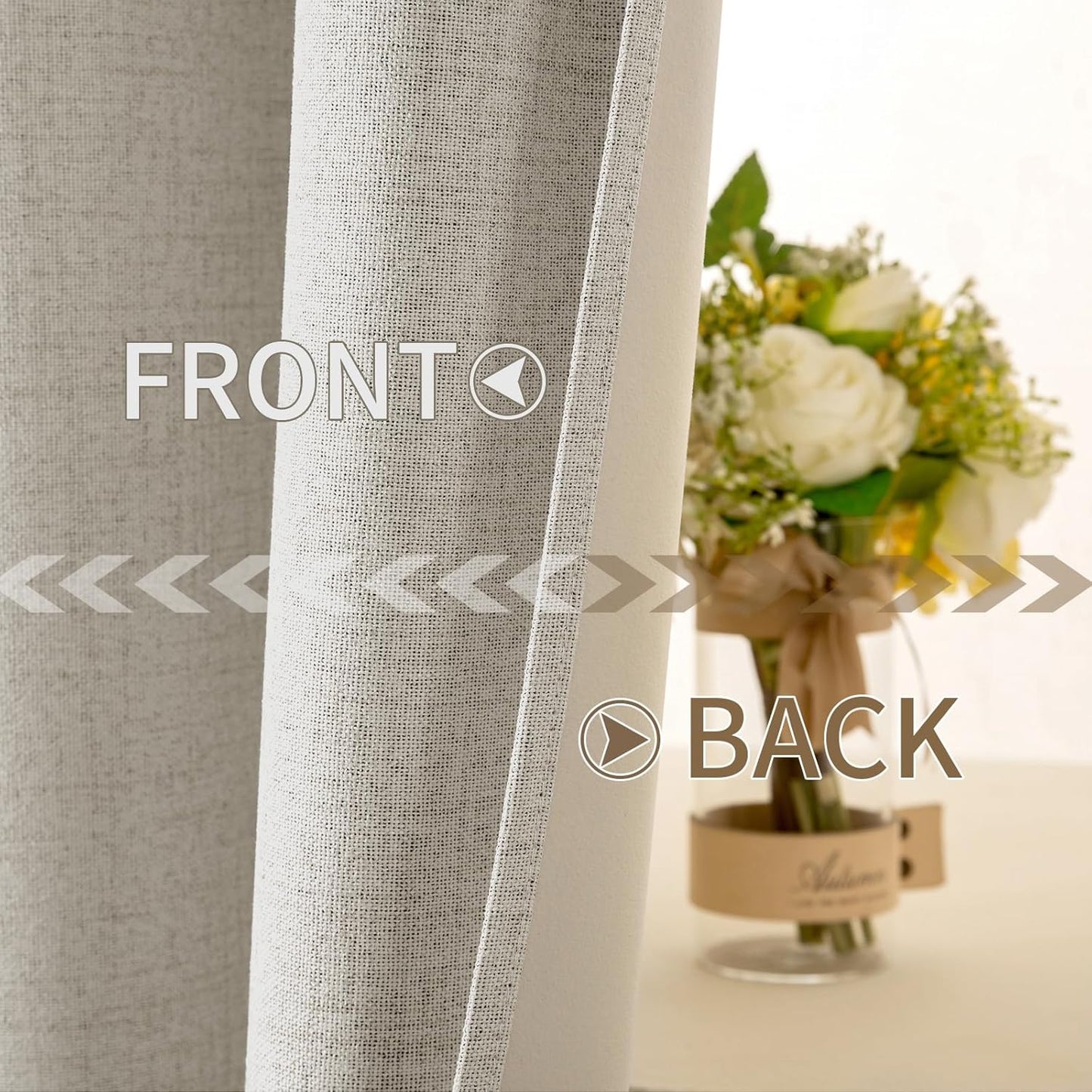 MIULEE 100% Blackout Linen Curtains - Thermal Insulated Grommet Drapes for Bedroom & Living Room | 52 x 96 Inch (2 Panels)
