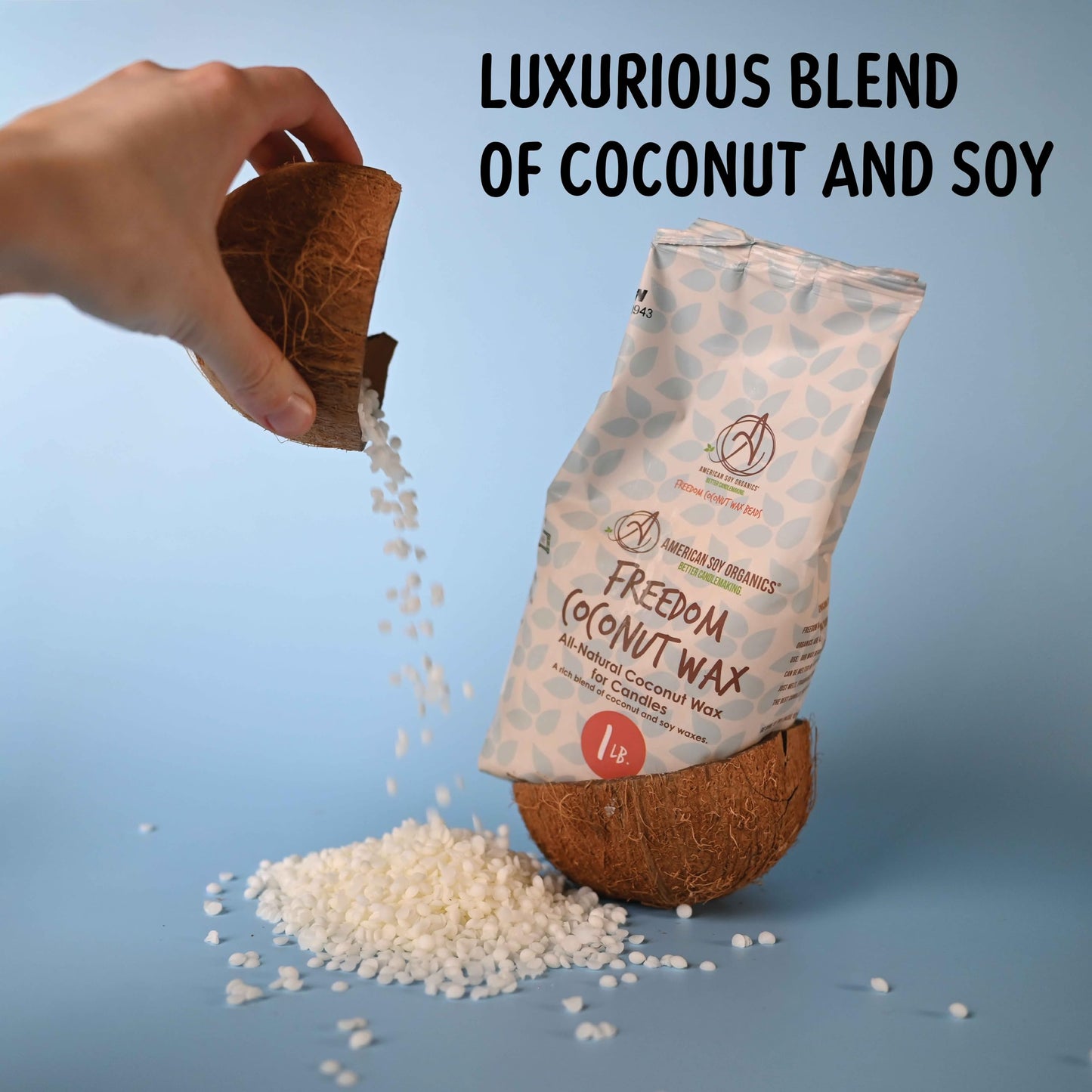 American Soy Organics 1 lbs Freedom Coconut Soy Wax Beads for Candle Making - Natural Candle Making Supplies - Paraffin-Free,Beeswax-Free Coconut Candle Wax for Container Candles,Tealights,Wax Melts