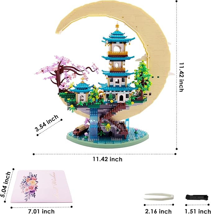 4288 PCS Cherry Blossom Tree Building Set for Adults TeensChinese Moon Palace Architecture ModelMicro Japanese Sakura Tree House Mini Cherry Bonsai Tree Bricks Creative Gift for Kids 14+