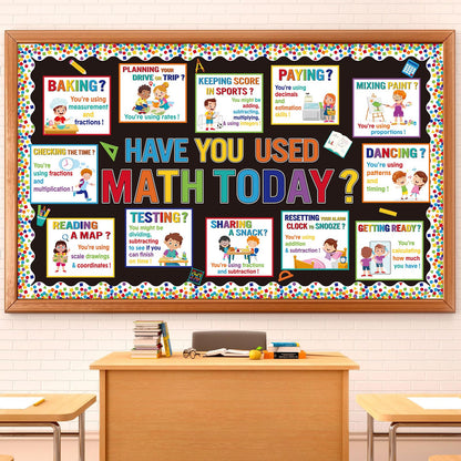 Pajean 85 Pcs Math Bulletin Board Set Math Posters Classroom Decorations for Elementary Middle High School Mathematics Education Posters Teacher Supplies (Bright)