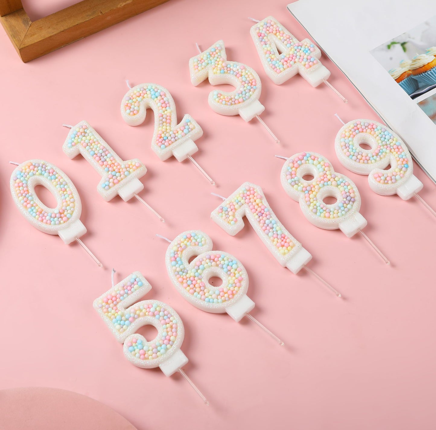 EAKE Sweet 16 Birthday Candle Macaron Glitter 3D Number 16 Candles for Birthday Cakes Girl Women Pastel Theme Sixteen Years Old Birthday Wedding Anniversary Party Cake Decoration