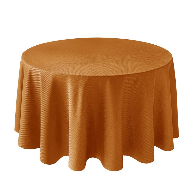 Biscaynebay Fall Tablecloth Textured Fabric Round Tablecloths 90", Bronze Thanksgiving Autumn Harvest Water Resistant Fabric Tablecloths for Kitchen, Dining, Wedding, Parties Machine Washable