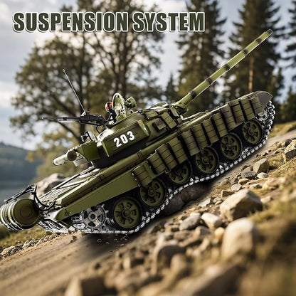 1/16 RC Tank Heng Long Soviet Union T-72 model Army Toy with Smoke Sound Light 2.4G Remote Control Tank That Shoot with Upgraded Metal Track Idler and Sprocket Wheel Steel Gearbox Two Batteries