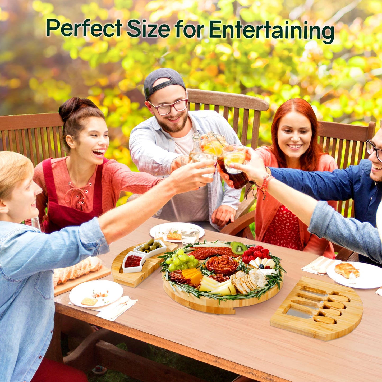 Charcuterie Boards, Thereye Cheese Board with Knife Set, Bamboo Charcuterie Board Set-𝐂𝐡𝐫𝐢𝐬𝐭𝐦𝐚𝐬 𝐆𝐢𝐟𝐭, Housewarming Gift, Wedding Gift