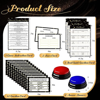 20 Pcs Retirement Friendly Feud Game Set Retirement Party Game Trivia Quiz with 18 Card 2 Buzzer for Adults Family Games Activities Party Supplies Battery Not Included