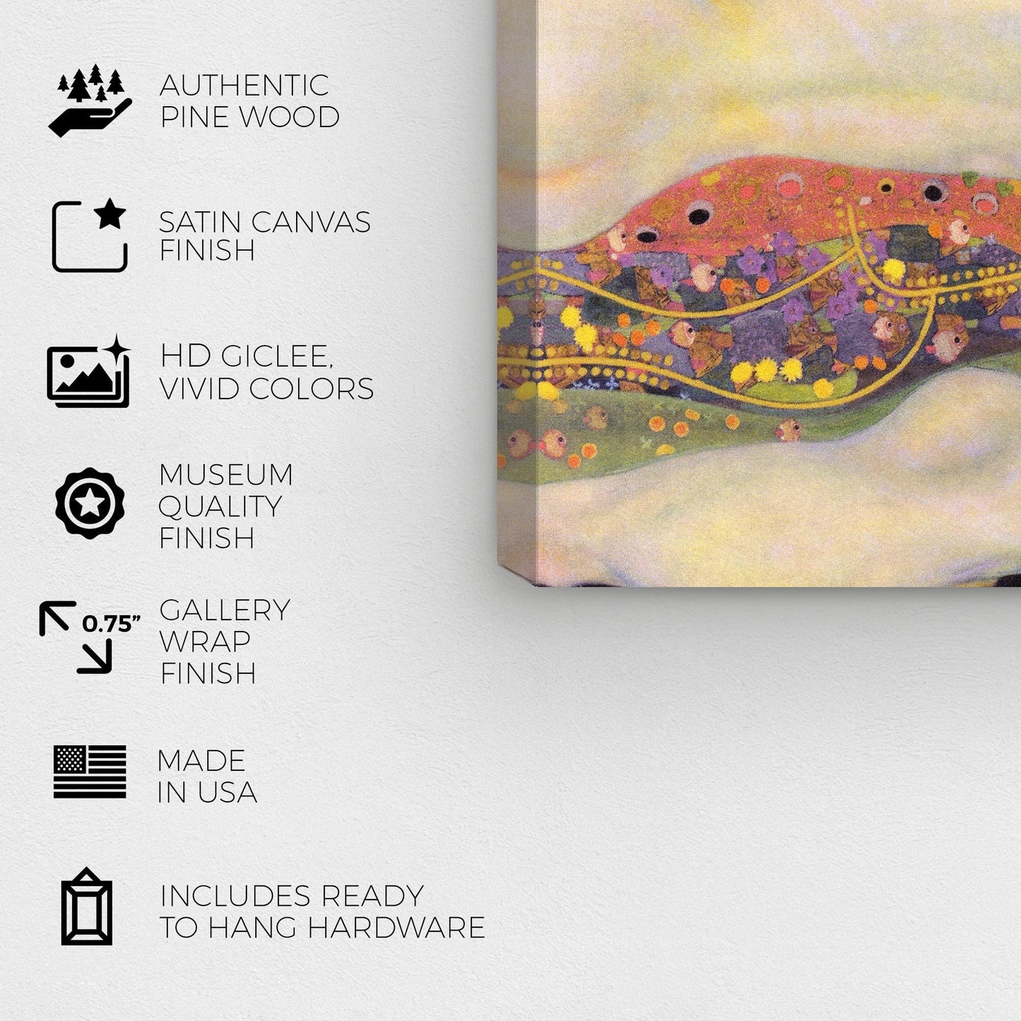 Wynwood Studio People and Portraits Traditional Wrapped Canvas Art - Gustav Klimt - Water Serpents II, Wall Art for Living Room, Bedroom, and Bathroom, 24 in x 16, Pink and Orange Home Decor
