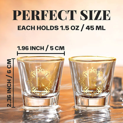 Personalized Shot Glass Set, Custom Gifts for Tequila, Vodka, or Whiskey Lovers, Birthday, Christmas Gifts for Him, Her, 2 Pack, with Initial J