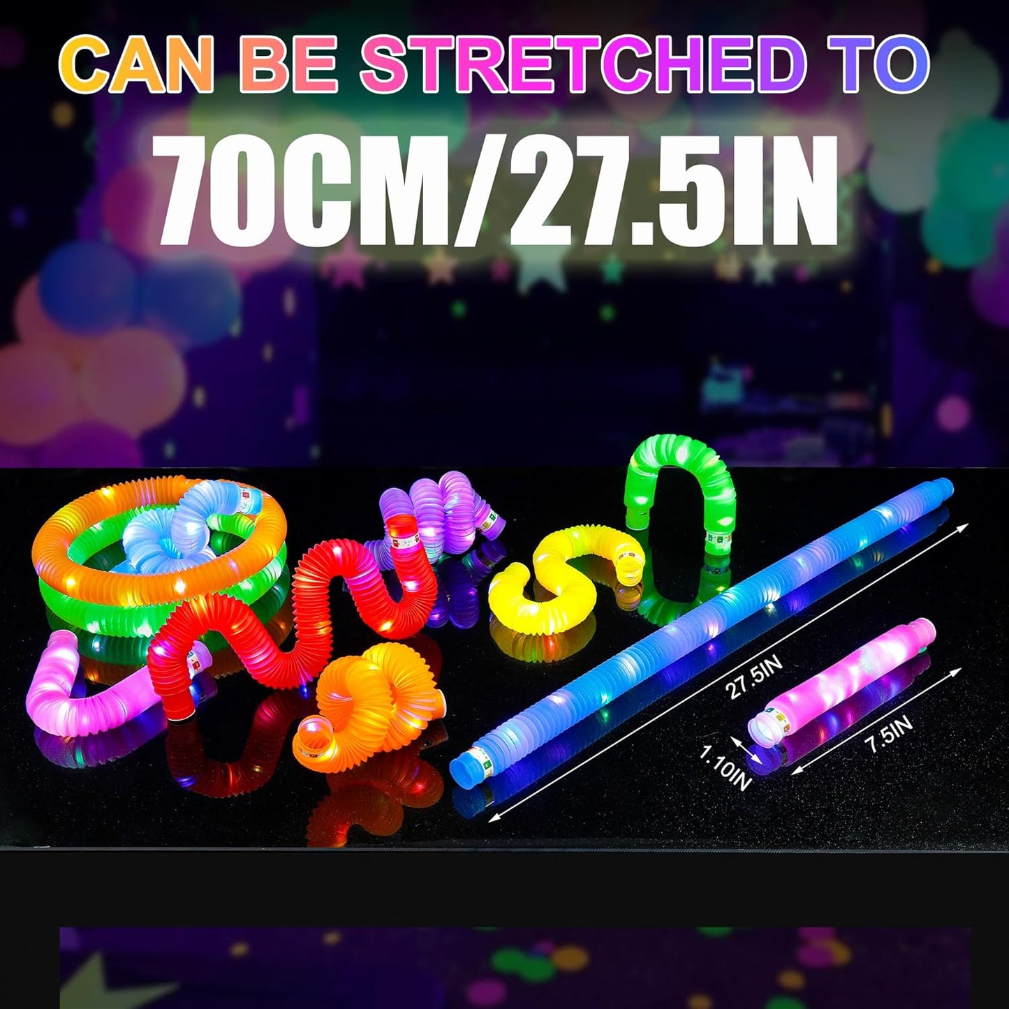 UrChoice Glow Sticks - 8PCS LED Pop Tubes for Parties | Glow Necklaces & Bracelets for Camping Fun