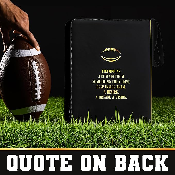 Card Binder 9-Pocket 900 Pockets (50 Sheets) Premium Zipper Binder for Football Cards Football Binders for Cards Waterproof PU Includes 50 Clear Sleeves