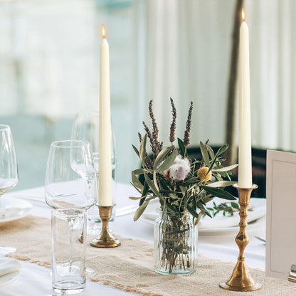OSHINE Ivory 10 Inch Taper Candles - 12 Pack Long Taper Candle Dripless Unscented Smokeless & Emergency 7-8 Hours Long Burning Tall Candlesticks Ideal for Weddings, Dinner Party, Easter