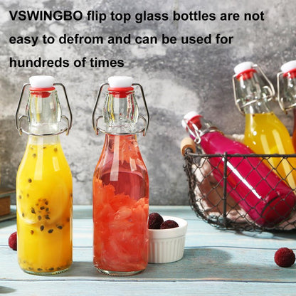 12 Pack 8.5oz Flip Top Glass Bottles,8.5oz swing top glass bottles with airtight lids for Home Brewing,2nd Fermentation,Kombucha,Kefir,Vanilla Extract,Juice,Tea,Beverages,Soda,Oils,Vinegar,Limoncello