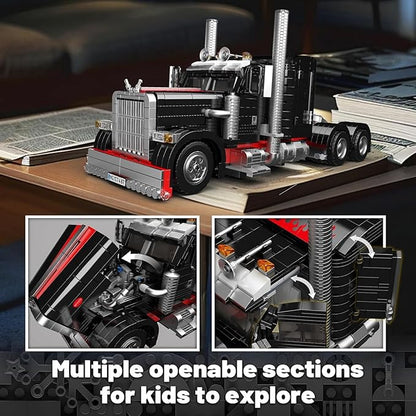 Mould King 10037 Semi Truck Building Set Flatbed Truck Toy with 10 Wheels Collectible Car Model to Build and Display Creative Gift for Adult (1797 Pieces)