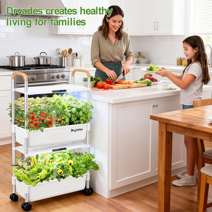 Indoor Hydroponic Growing System with 54 Pods Herbs Garden Kit with 30W Led Grow Light Large Movable 2-Layer Floor-Standing Hydroponic Gardening System for Vegetable Fruit