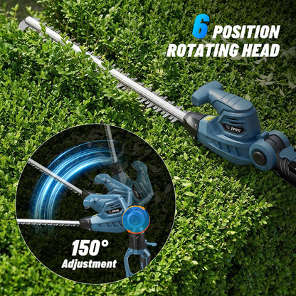 ZUYIYI Pole Hedge Trimmer Cordless for Makita 18V Battery, 2-in-1 Handheld & Long Reach Hedge Trimmer w/ 8.5FT Extension Pole, 20" Dual-Action, 3/4" Cutting Capacity, 150° Adjustable Head (Tool Only)