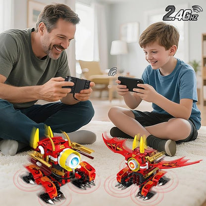HOGOKIDS 5-in-1 Dragon Robot Building Toys with 6 Lighting Colors &amp 5 Light Effects - 354PCS Remote &amp App Control Robots Toy Set for Kids RC Robot Building Toys Gifts for Teens Boys Girls Age