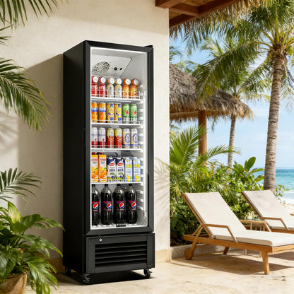 BODEGACOOLER Commercial Beverage Refrigerator, 290L Display Fridge with Soft LED Light, 264 Cans & 120 Bottles Commercial Merchandiser Refrigerator For Kitchen, Home,Office,Garage,Gym,Shop,Man cave