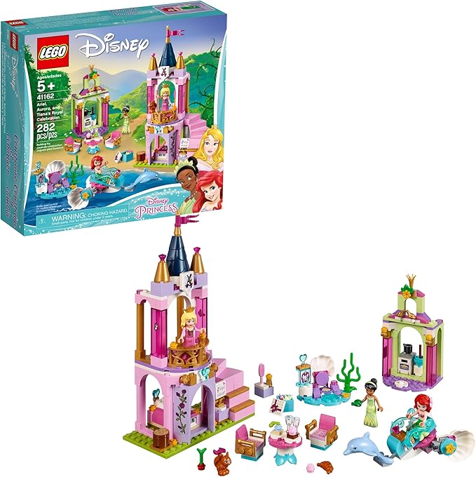 LEGO Disney Aurora Ariel and Tiana’s Royal Celebration 41162 Building Kit (282 Pieces)