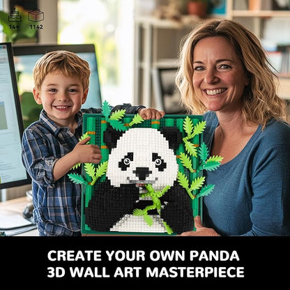 Panda Animal 3D Wall Art Micro Mini Building Blocks Set Unique Home Wall Decor or Table Display No Compatible with Lego Ideal Gift Toy for Adults &amp Boys Girls 14+ (1142 PCS)