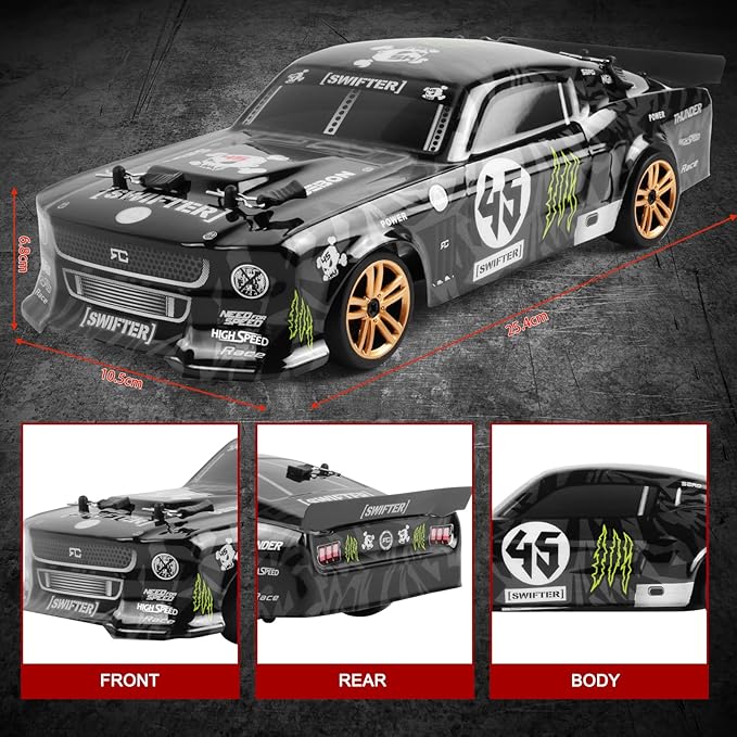 GoolRC RC Drift Car 1:18 Scale Remote Control Car?2.4GHz 4WD 30KM/H High Speed Racing Cars with LED Light Strip and 1 Battery for Adults