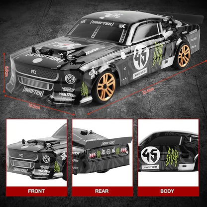 GoolRC RC Drift Car 1:18 Scale 2.4GHz 4WD 30KM/H High Speed Remote Control Racing Car with LED Light Strip and 2 Batteries for Adults
