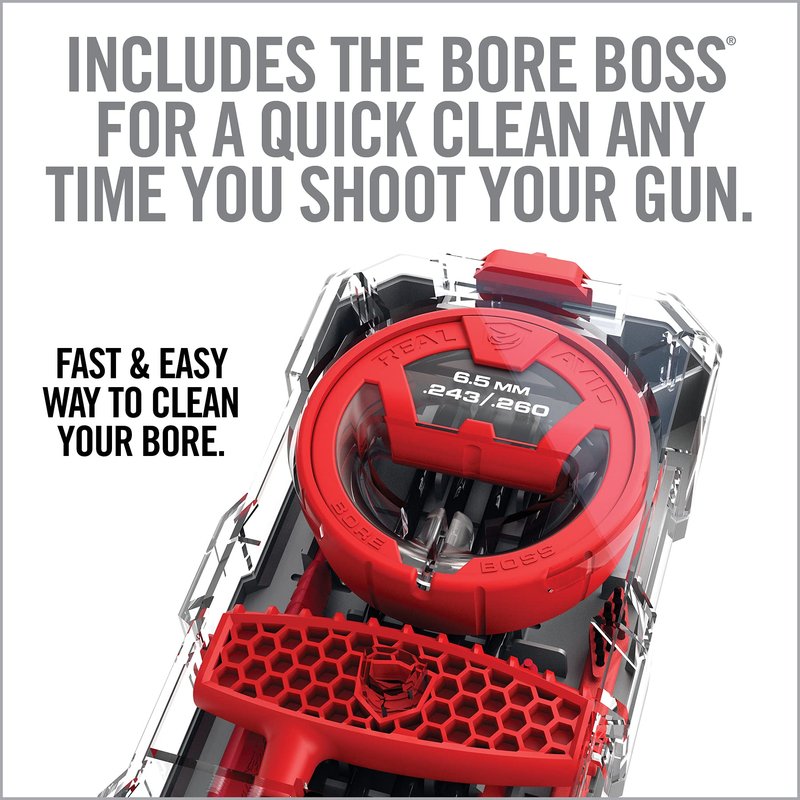 Real Avid Cleaning Kit for .243CAL/6mm/.260CAL/6.5MM Caliber Rifles - Gun Cleaning Kit with Gun Snake, Bore Brush Set Cleaning Rod & Rifle Accessories
