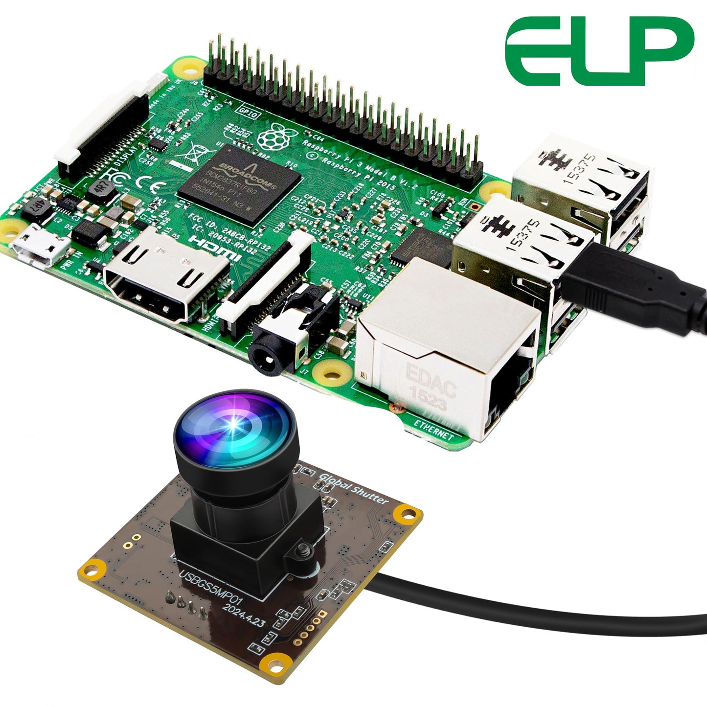 ELP 5MP Global Shutter 50fps USB Fisheye Camera Module for Computer Mini Lightburn Camera for Laser Engraver High Speed 60fps PC Cam Wide Angle Webcamera for Live Streaming (170° fisheye Lens)