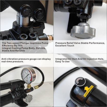 AMZCNC 10000 Psi Hydraulic Hand Pump with Pressure Gauge 2 Speed Power Pack Hydraulic Lifting Pump. (CP-700-2)