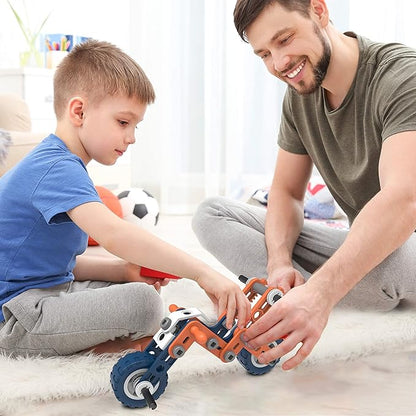 MOBIUS Toys 12-in-1 STEM Construction Kit - 152-Piece Building Set for Kids Ages 4-12 - Educational Engineering Toy for Boys &amp Girls to Build Cars Trucks Motorcycles &amp More Creative Learnin