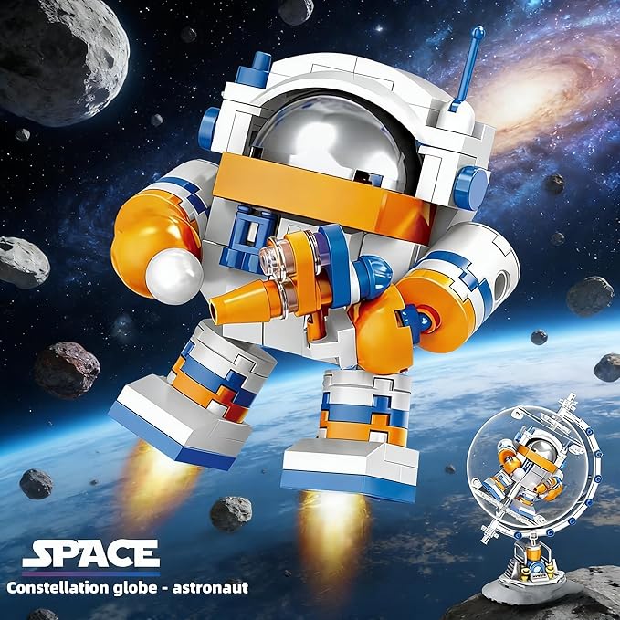 Astronaut Constellation Globe Building Set with Light Build and Display Model for AdultsHome and Office DecorAviation Enthusiasts Gifts