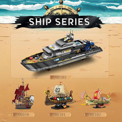 Reobrix Luxury Yacht Building Block Set for Adult 66103 Cruise Ship Building Toy Boat Model Kit Yacht Collectible Display Decorations Gift for Adult Boys Girls Kids 14+ (4421PCS)