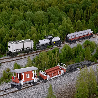 6IN1 City Freight Train Car Building Set DIY Cargo Train Toys for Teens and Adults Compatible with Lego 630 Building Accessory M8001