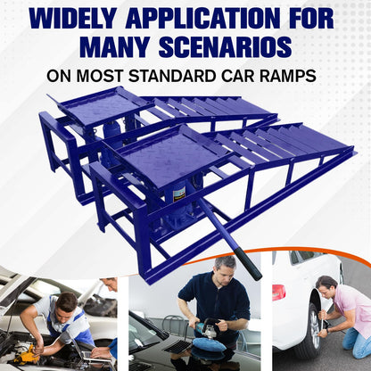 2 Pack Hydraulic Car and Truck Service Ramps,Low Profile Car Lift Service Ramps for Oil Changes,11000 Lbs (5 Tons), Adjustable Lift Height 9.8" to 16.21", Home Garage,Vehicle Auto Garage (Blue)