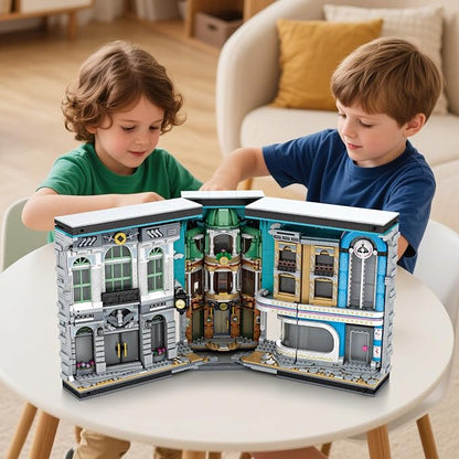 Reobrix Book Nook Building with Light Streetscape BookNook Building Kit 66032 for Bookshelf&ampHome Decor 2899 PCS Bookend Model Toy Gift for Adults 14+
