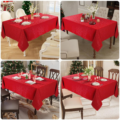 Smiry Rectangle Table Cloth, Waterproof Heavy Duty Vinyl Tablecloths, Wipeable Washable Table Cover for Kitchen and Dining Room (Red, 54" X 120")