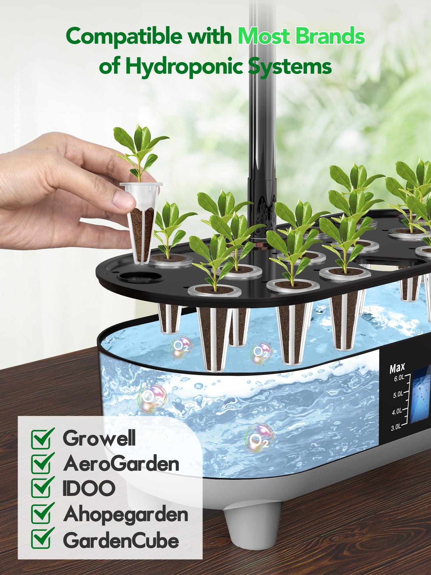 Growell 60 Pods Hydroponics Growing System & 120 Pack Grow Sponges