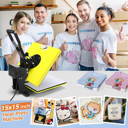 AKEYDIY Heat Press 15x15, Large Heat Press Machine for Tshirts (Yellow)