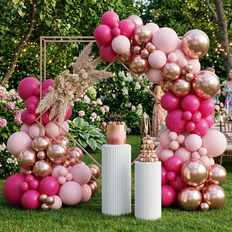RUBFAC Baby Pink and Hot Pink Balloons 129pcs Different Sizes Pack of 18 12 10 5 Inch, Latex Magenta Pastel Pink Balloon Garland Arch Kit for Birthday Wedding Anniversary Baby Shower Princess Theme
