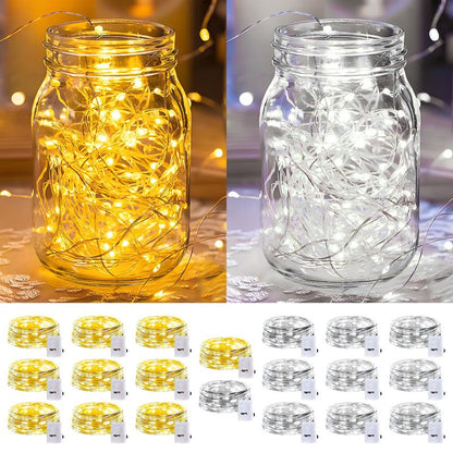 20 Pack LED Fairy Lights Battery Operated,3 Features Blinking Slowly Blinking & just on 7FT 20 LED Waterproof Mini Twinkle String Lights for Christmas Decorations,10 White & 10 Warm White