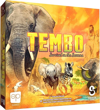 Tembo: Survival On The Savanna Board Game Guide Your Elephant Herd Across Dangerous Terrain A Cooperative Strategic Game for Families and Adults Solo Campaign Included 1-4 Players Ages 10+