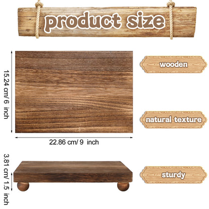 Amyhill Wood Pedestal Stand Kitchen Soap Tray Farmhouse Wooden Riser Stand for Kitchen Bathroom Counter Table Decor Plant Candle Vases Display(Classic,Dark Brown,9 x 6 Inch)