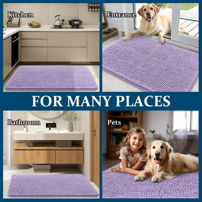 OLANLY Dog Door Mat - Absorbent Non-Slip Washable Doormat for Muddy Paws | 47x20 Inches, Lavender