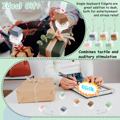 12 PCS Morandi Keyboard Fidget Toy for Kis Adult, Fidget Keychain Keyboard Decompression Button Finger Clicker Toys, Button Stress Relief Fidget Gifts Birthday Party Favors Goodie Bag Fillers